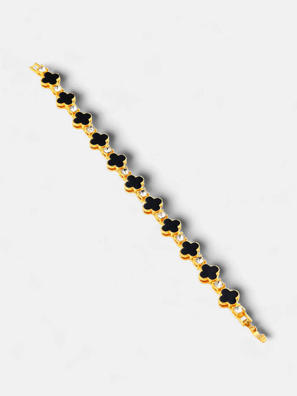 The Small Clover Tennis Bracelet - Onyx Black-SOHIBR8818