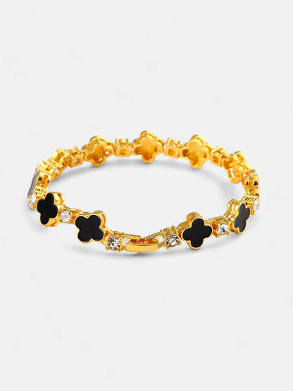 The Small Clover Tennis Bracelet - Onyx Black-SOHIBR8818