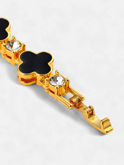 The Small Clover Tennis Bracelet - Onyx Black-SOHIBR8818