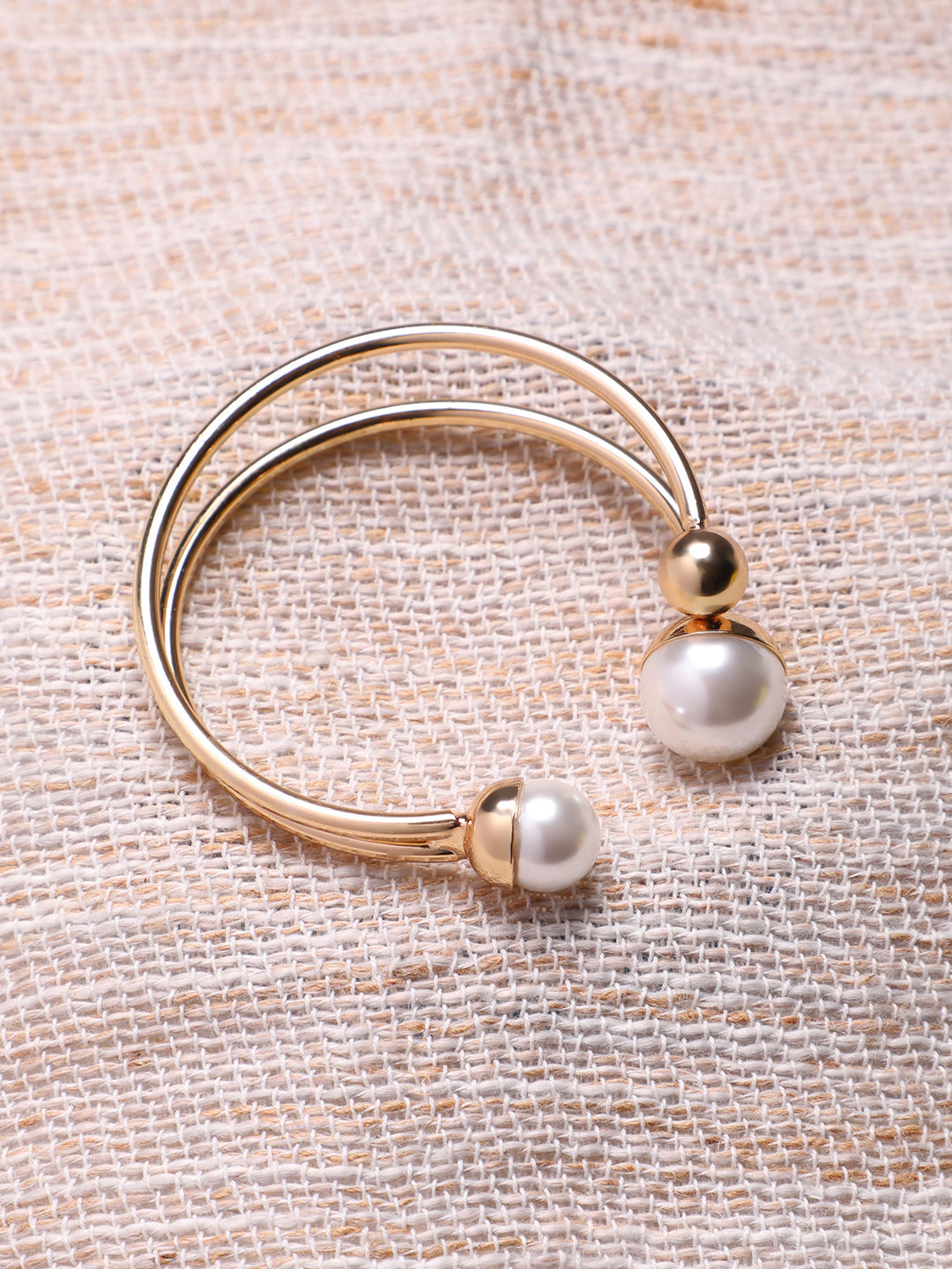 Gold-Plated Pearl Beaded Cuff Bracelet