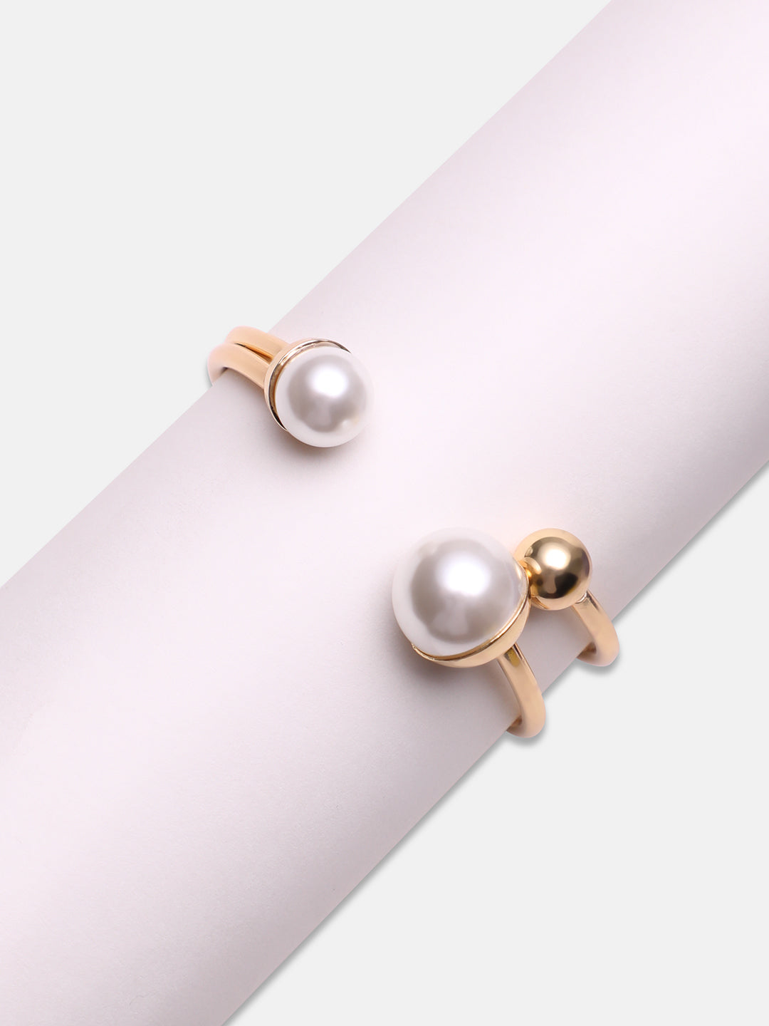 Gold-Plated Pearl Beaded Cuff Bracelet