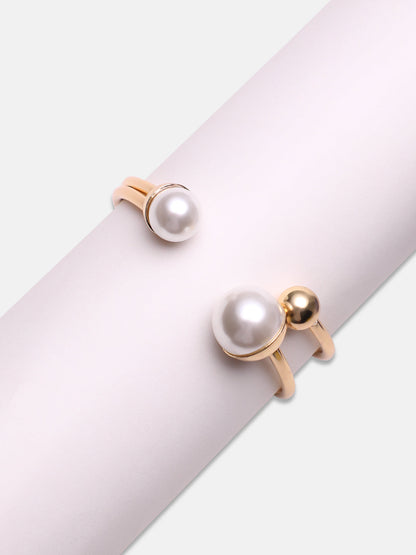 Gold-Plated Pearl Beaded Cuff Bracelet