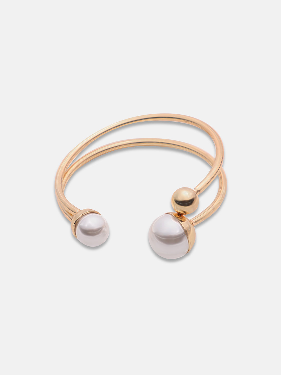 Gold-Plated Pearl Beaded Cuff Bracelet