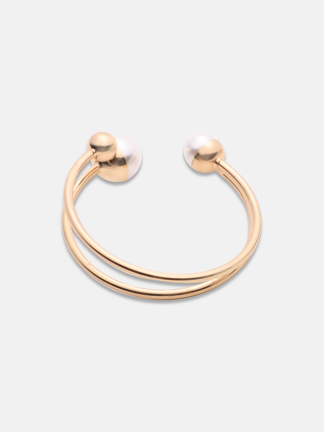 Gold-Plated Pearl Beaded Cuff Bracelet
