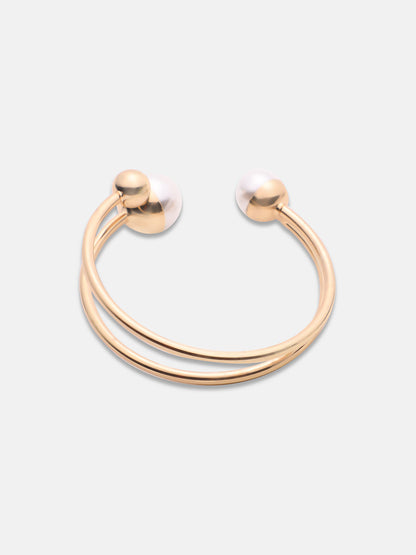 Gold-Plated Pearl Beaded Cuff Bracelet