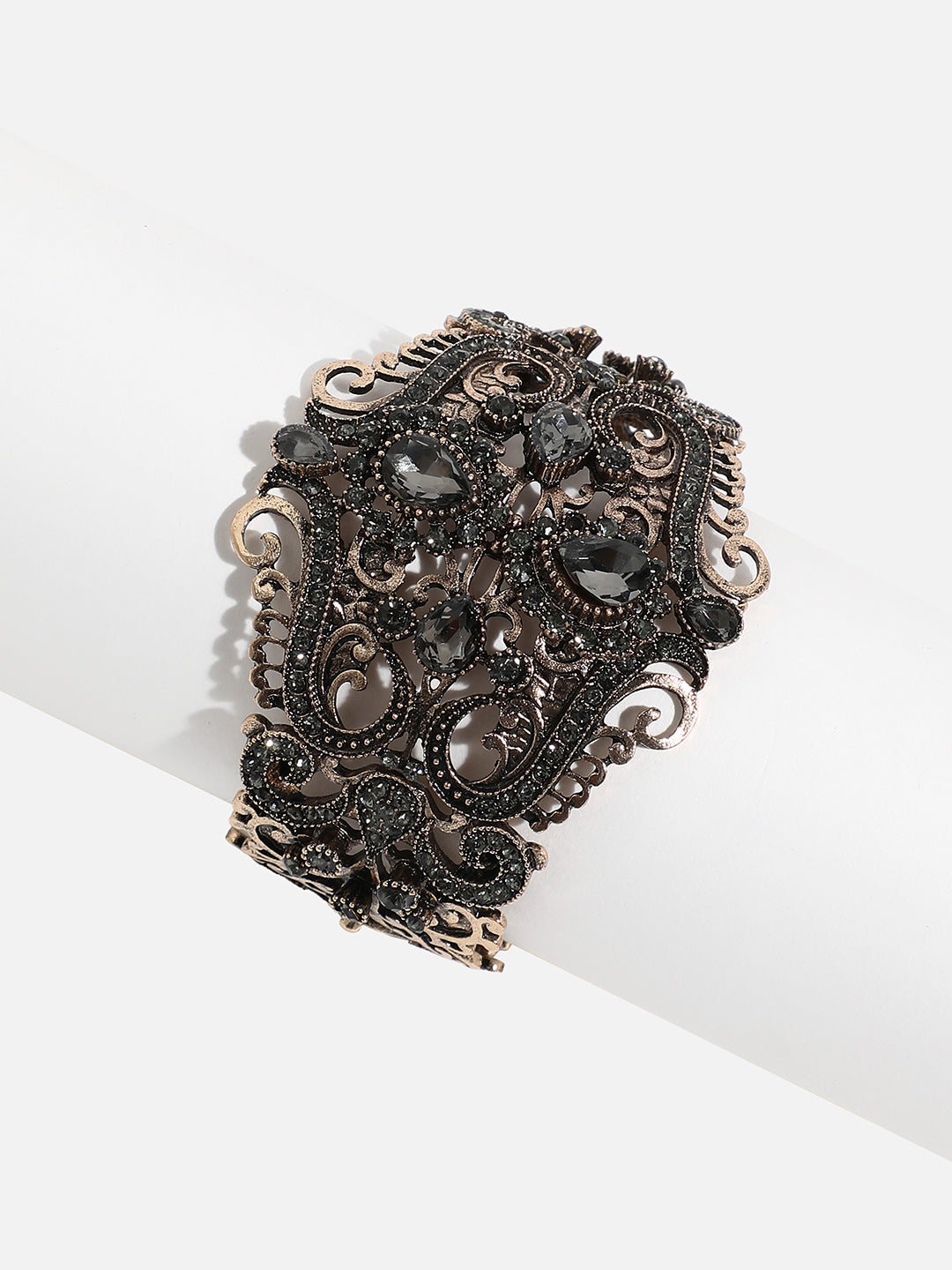 Gold-Plated Artificial Stones Cuff Bracelet