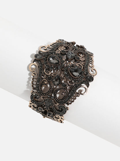Gold-Plated Artificial Stones Cuff Bracelet