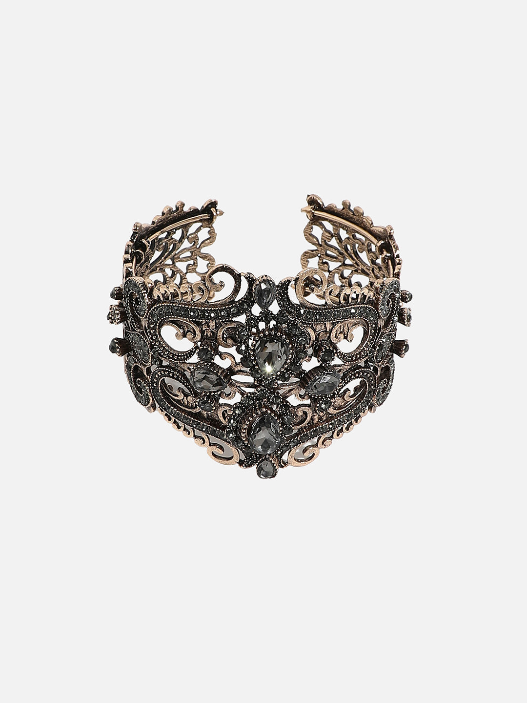 Gold-Plated Artificial Stones Cuff Bracelet