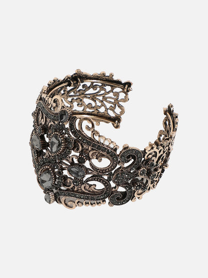 Gold-Plated Artificial Stones Cuff Bracelet