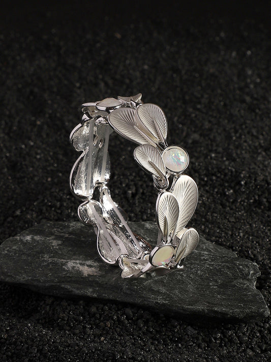 Silver Plated Stone Studded Elasticated Bracelet