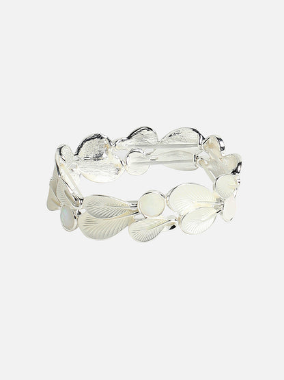 Silver Plated Stone Studded Elasticated Bracelet