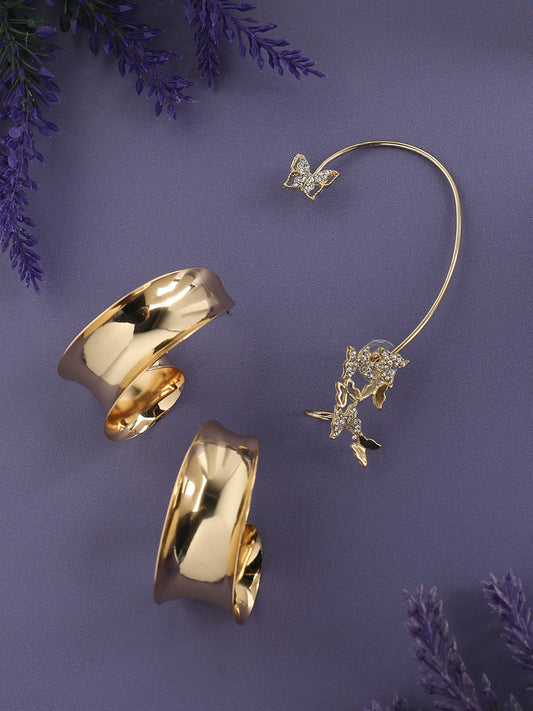Glam Duo Set Of 2 Gold-Plated Contemporary Hoop Earrings