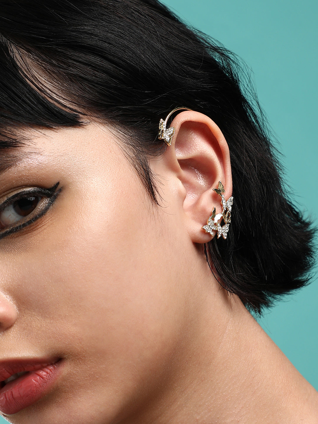 Glam Duo Set Of 2 Gold-Plated Contemporary Hoop Earrings