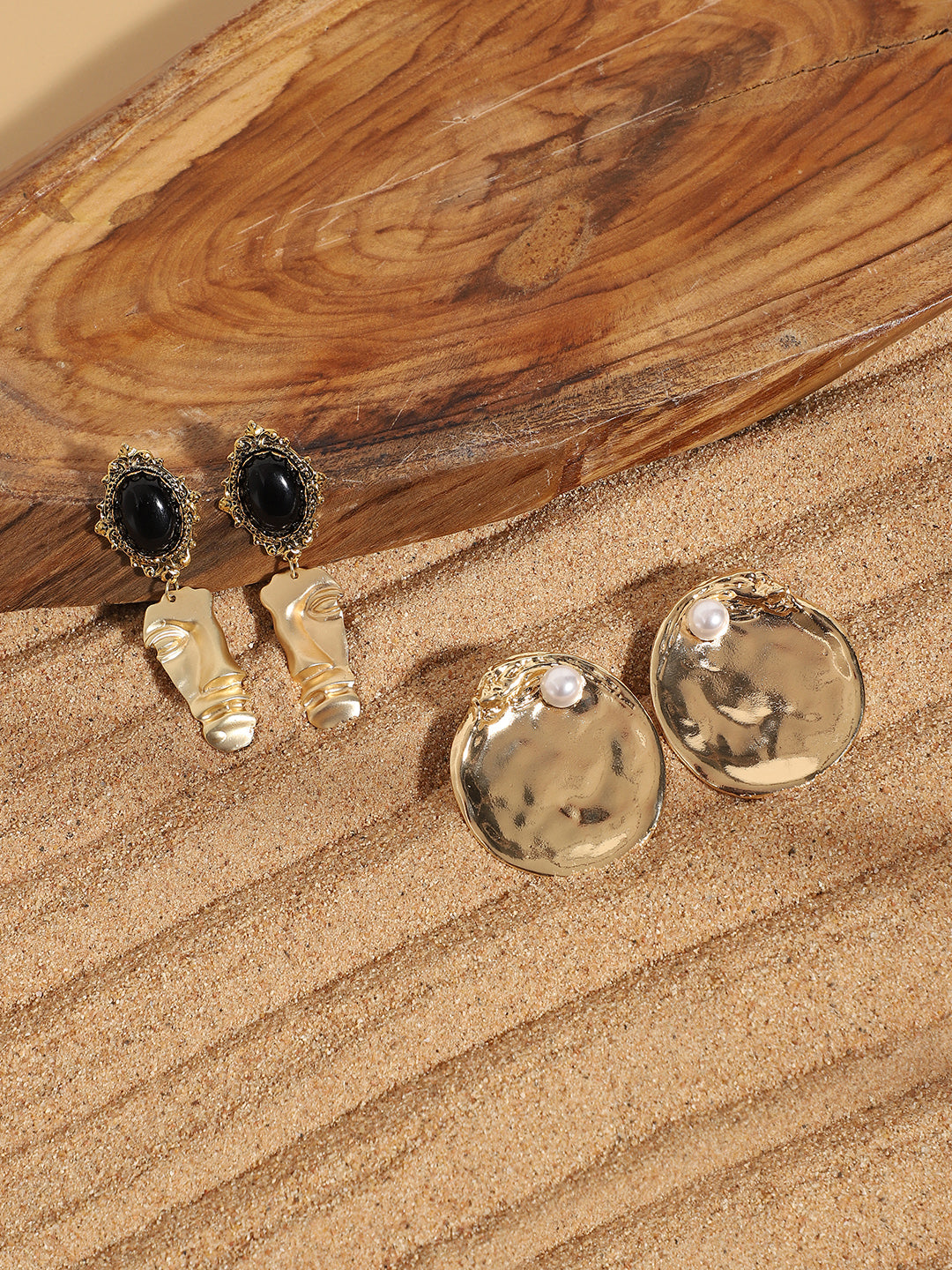 Chic Sparkle Set Of 2 Gold-Plated Contemporary Drop Earrings