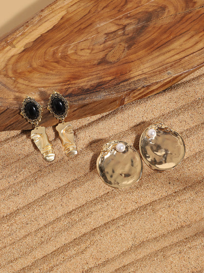 Chic Sparkle Set Of 2 Gold-Plated Contemporary Drop Earrings