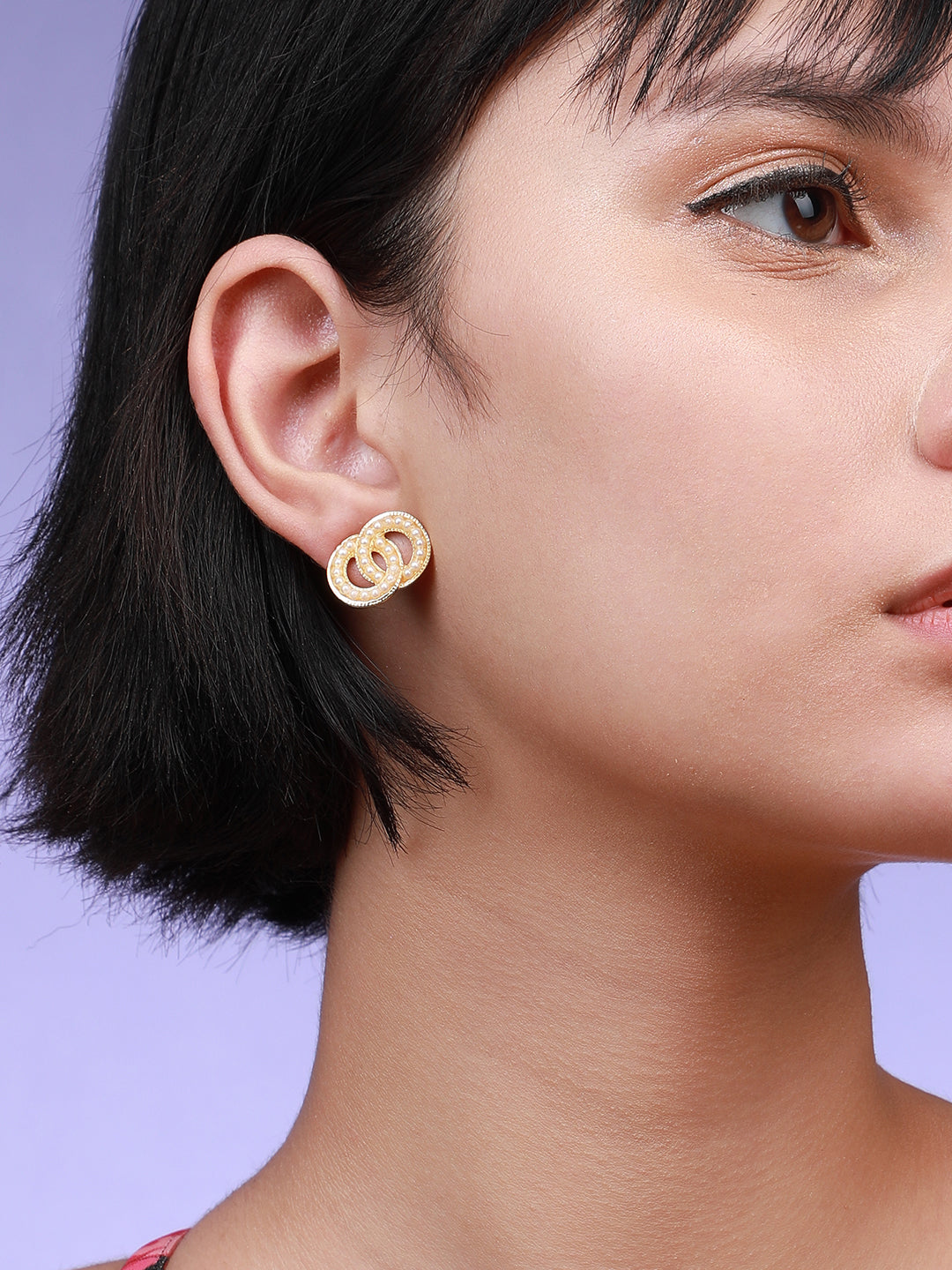 Pack Of 2 Gold-Plated Contemporary Drop Earrings