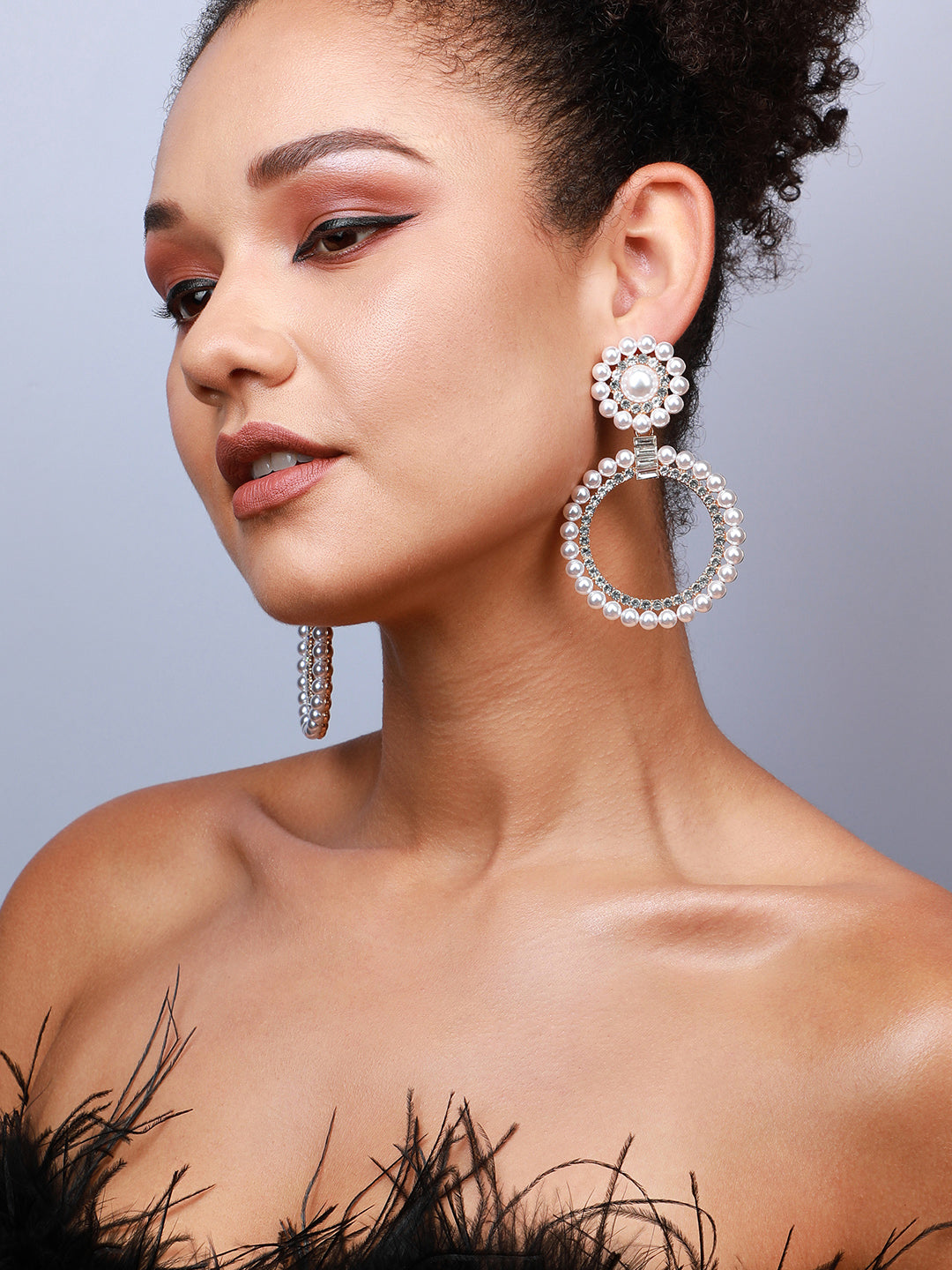 Set Of 2 Silver-Plated Contemporary Drop Earrings