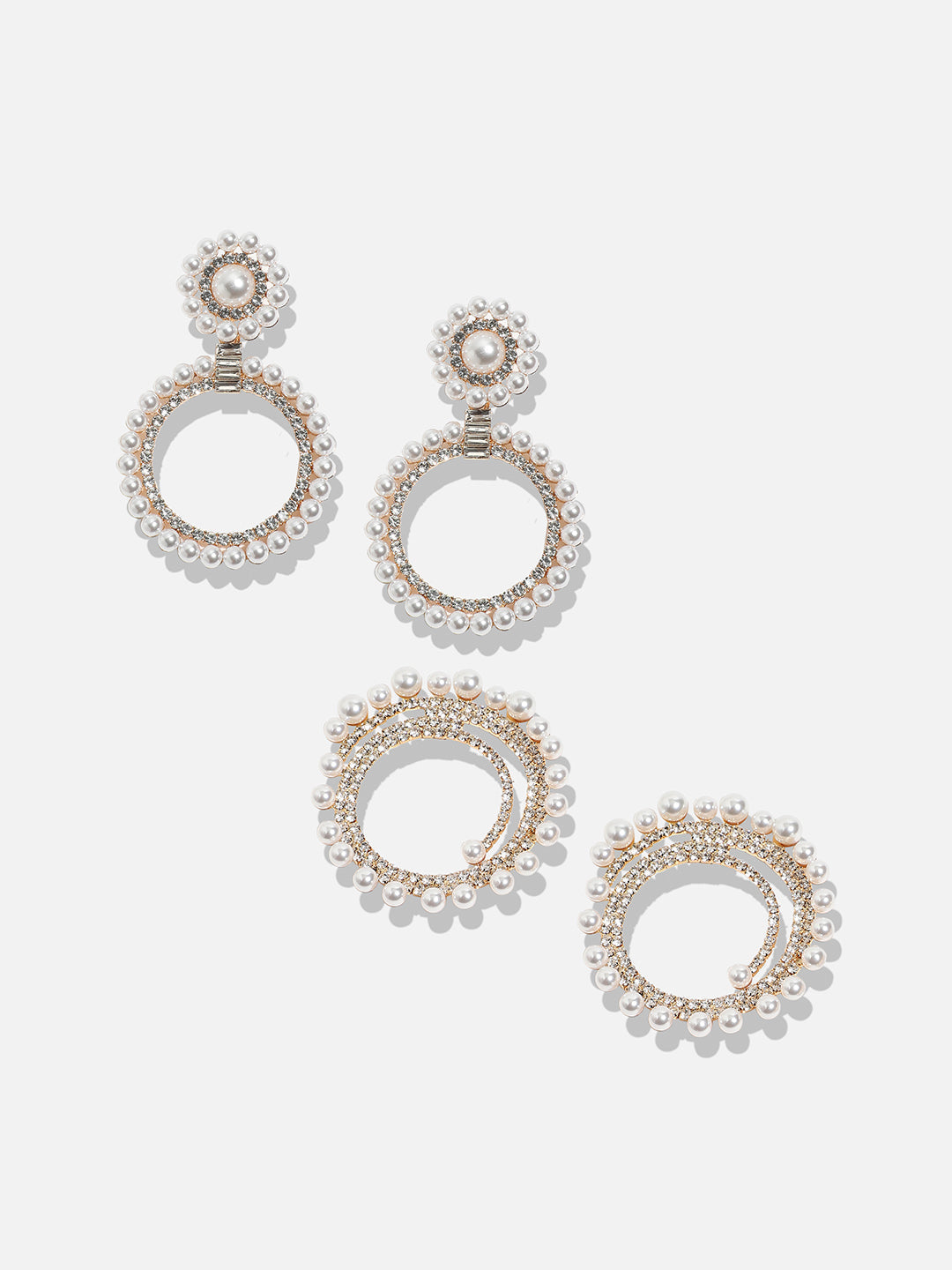 Set Of 2 Silver-Plated Contemporary Drop Earrings