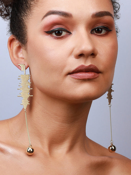 Set Of 2 Gold-Plated Contemporary Drop Earrings