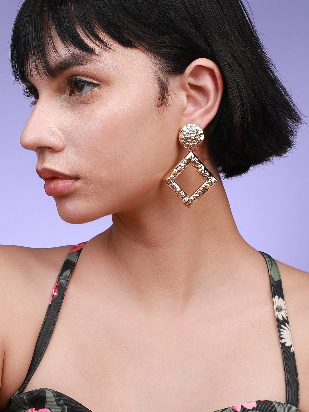 Set Of 2 Gold-Plated Contemporary Drop Earrings