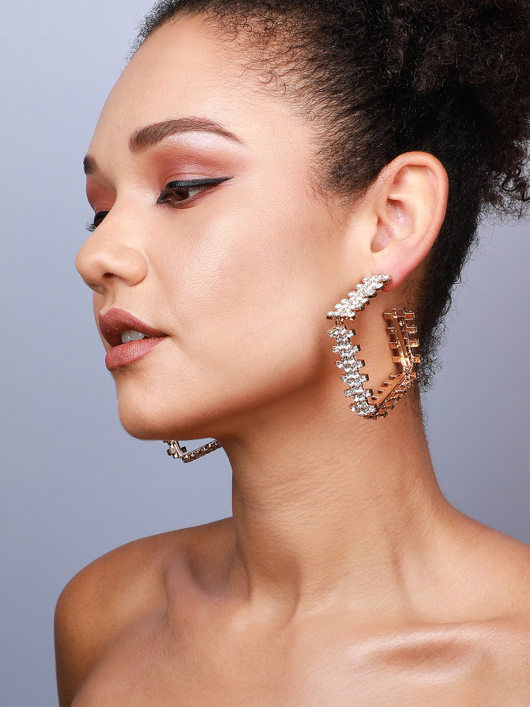 Set Of 2 Gold-Plated Contemporary Drop Earrings