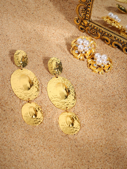 Pack Of 2 Gold-Plated Contemporary Drop Earrings