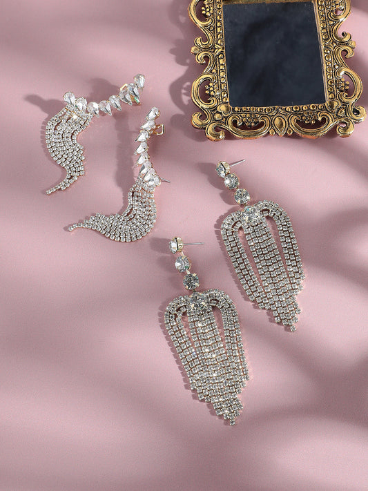 Fashion Finale Set Of 2 Silver-Plated Contemporary Drop Earrings