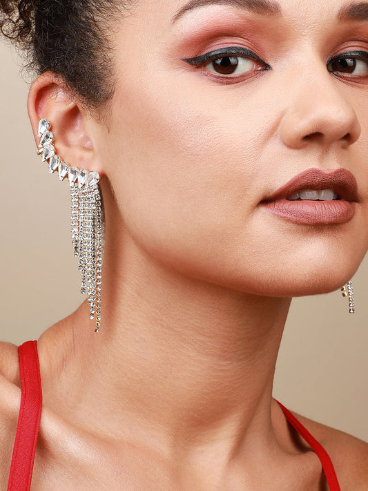 Fashion Finale Set Of 2 Silver-Plated Contemporary Drop Earrings