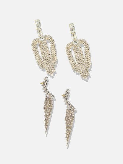 Fashion Finale Set Of 2 Silver-Plated Contemporary Drop Earrings
