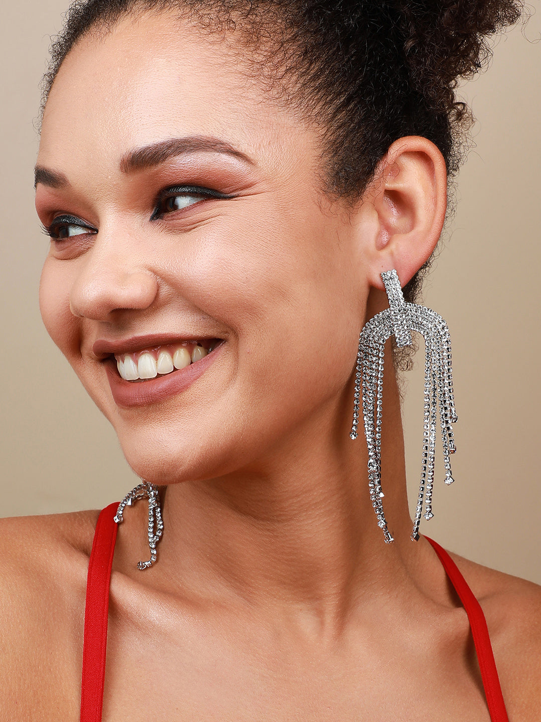 Set Of 2 Silver-Plated Contemporary Drop Earringsdr