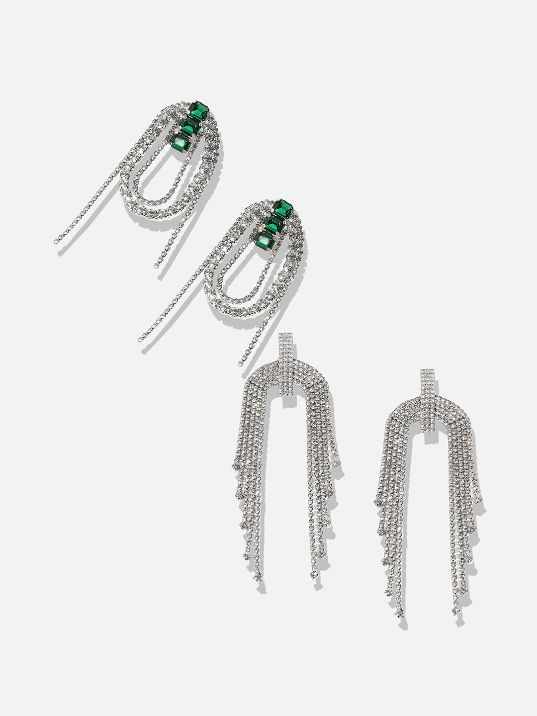 Set Of 2 Silver-Plated Contemporary Drop Earringsdr