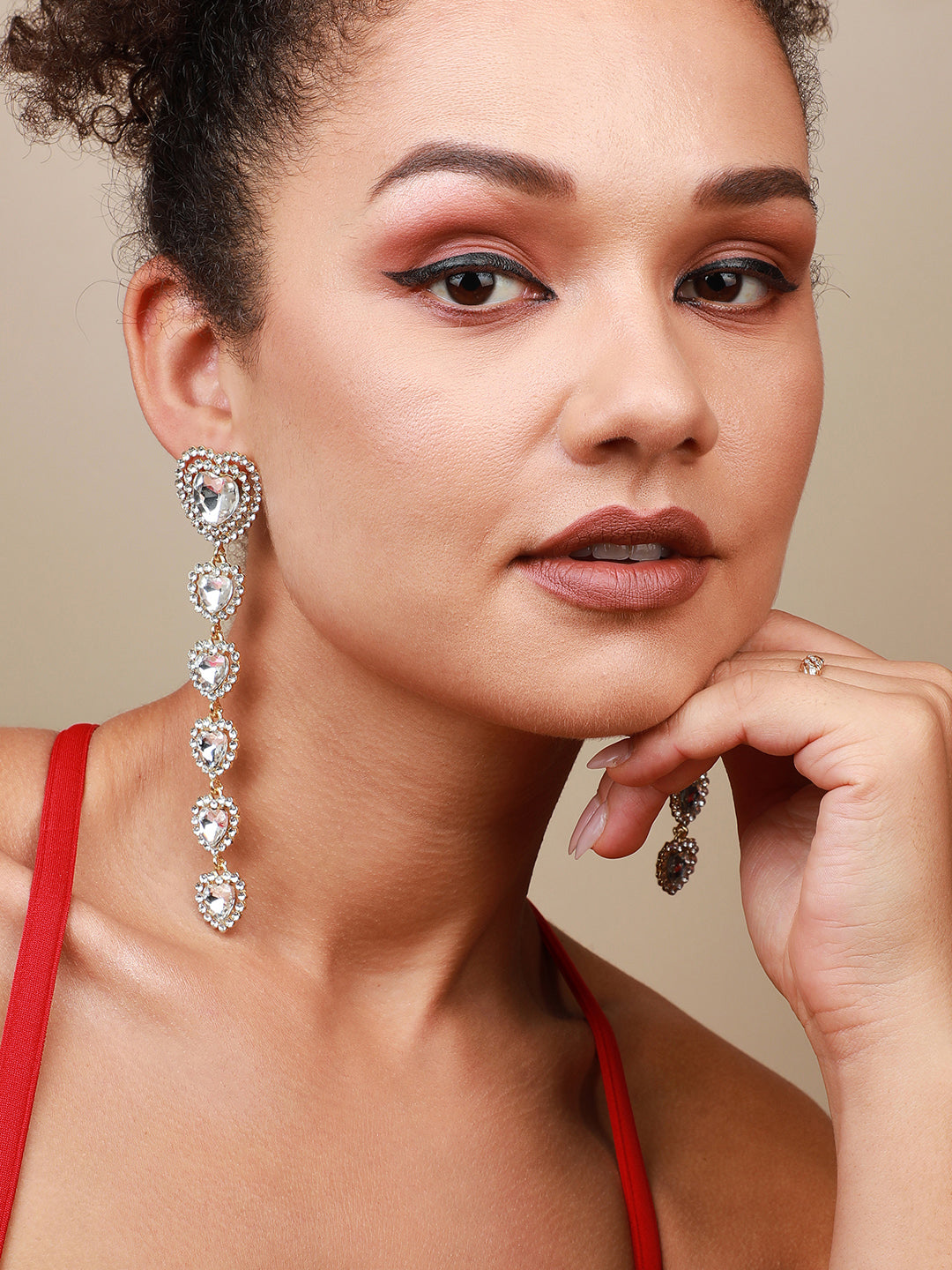 Set Of 2 Gold-Plated Contemporary Drop Earrings