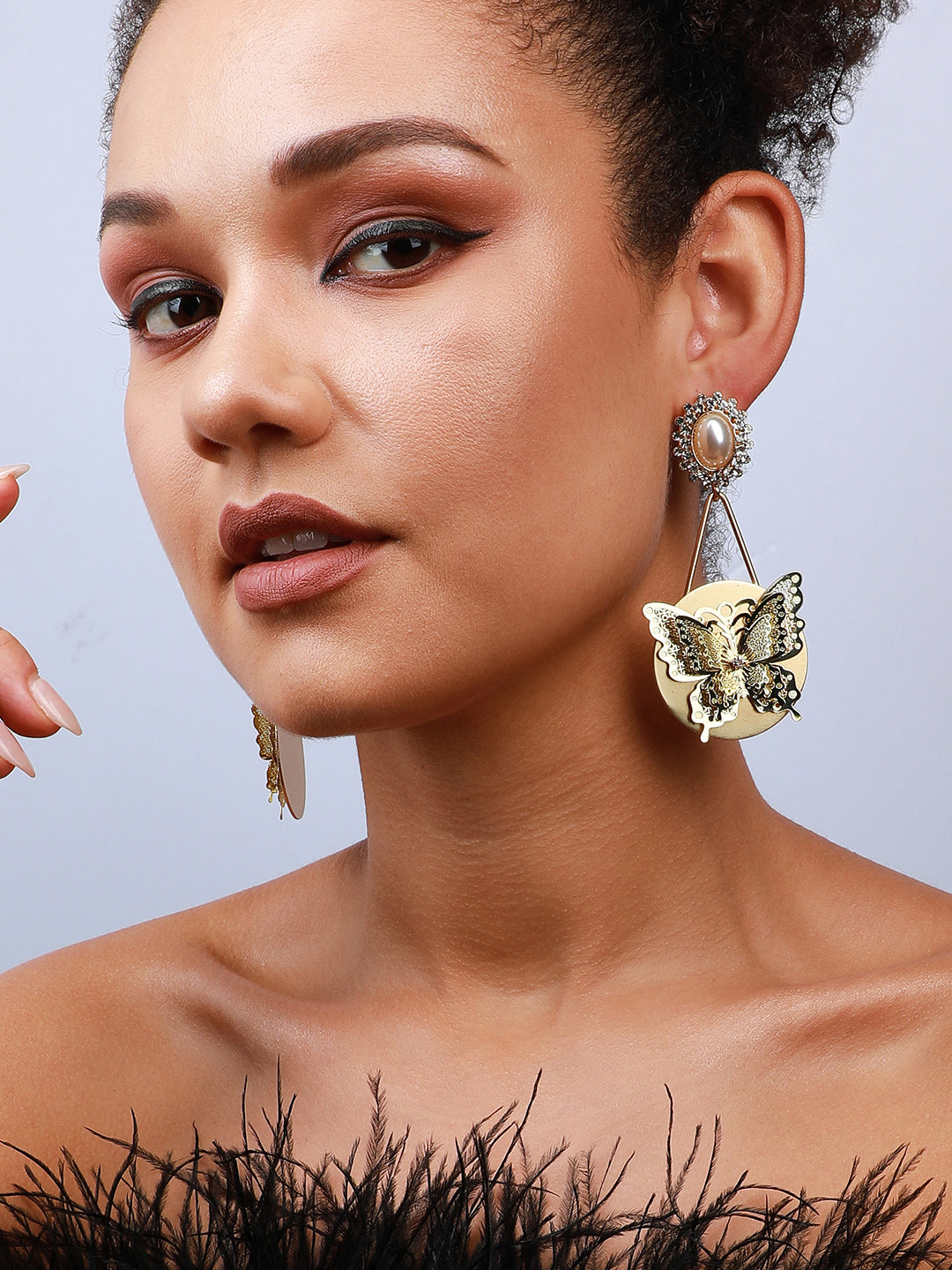 Pack Of 2 Gold-Plated Contemporary Drop Earrings