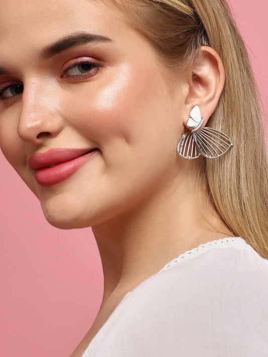 Set Of 2 Silver-Plated Contemporary Studs Earrings