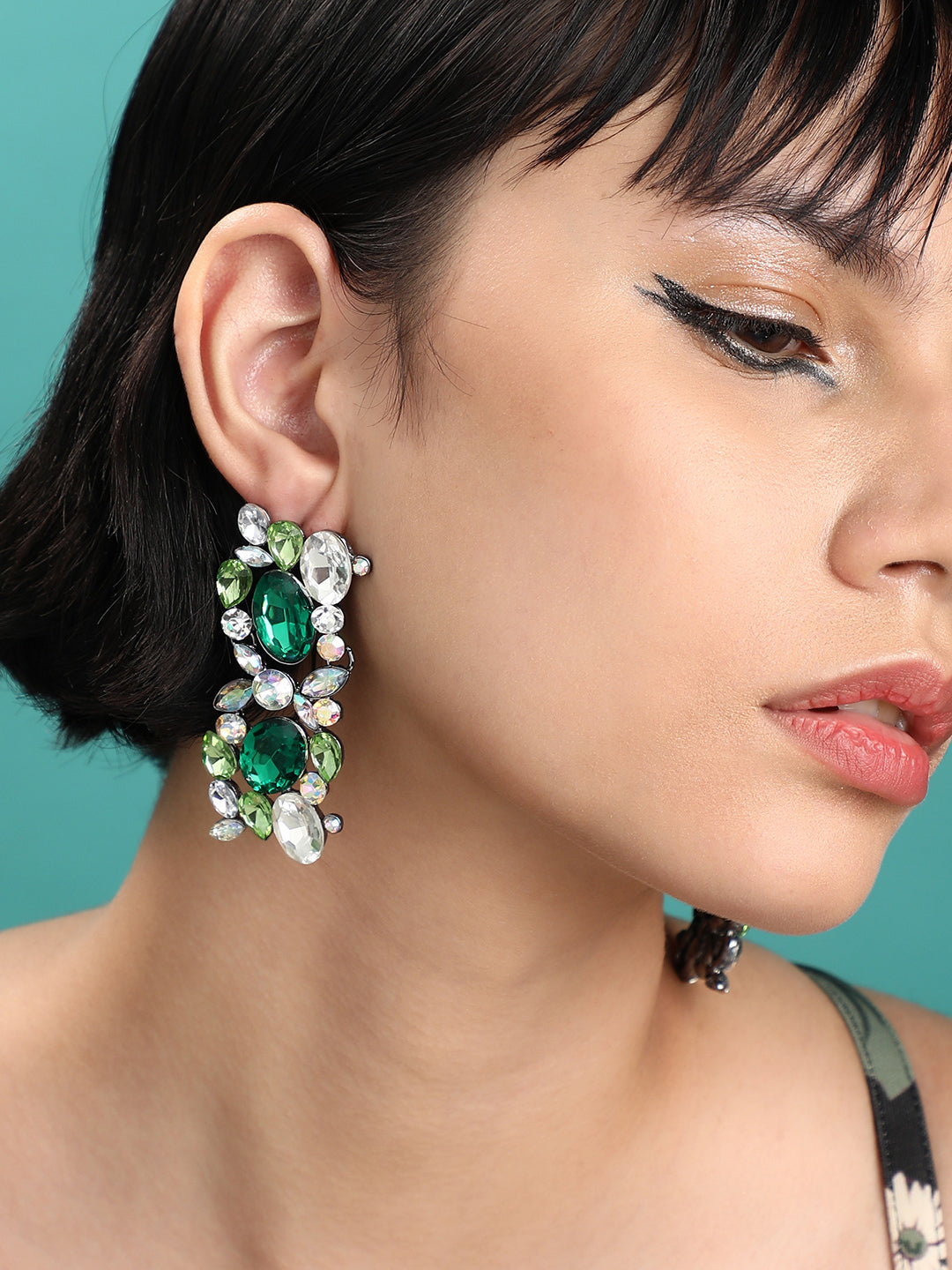 Set Of 2 Silver-Plated Contemporary Drop Earrings