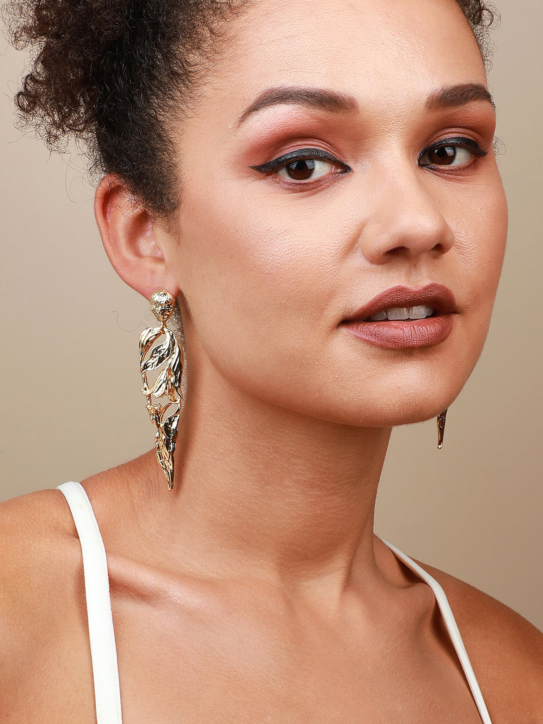 Pack Of 2 Gold-Plated Contemporary Drop Earrings