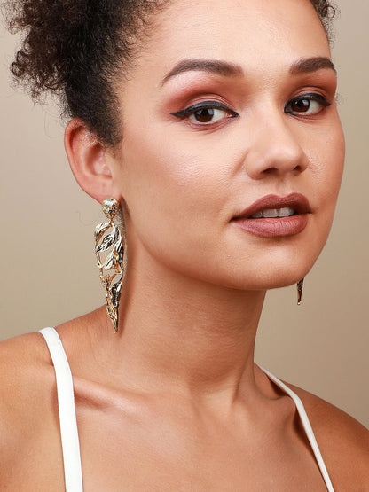Pack Of 2 Gold-Plated Contemporary Drop Earrings