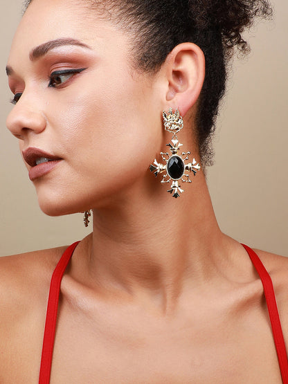 Exquisite Duet Luxe Set Of 2 Gold-Plated Contemporary Drop Earrings