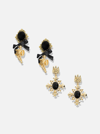 Exquisite Duet Luxe Set Of 2 Gold-Plated Contemporary Drop Earrings