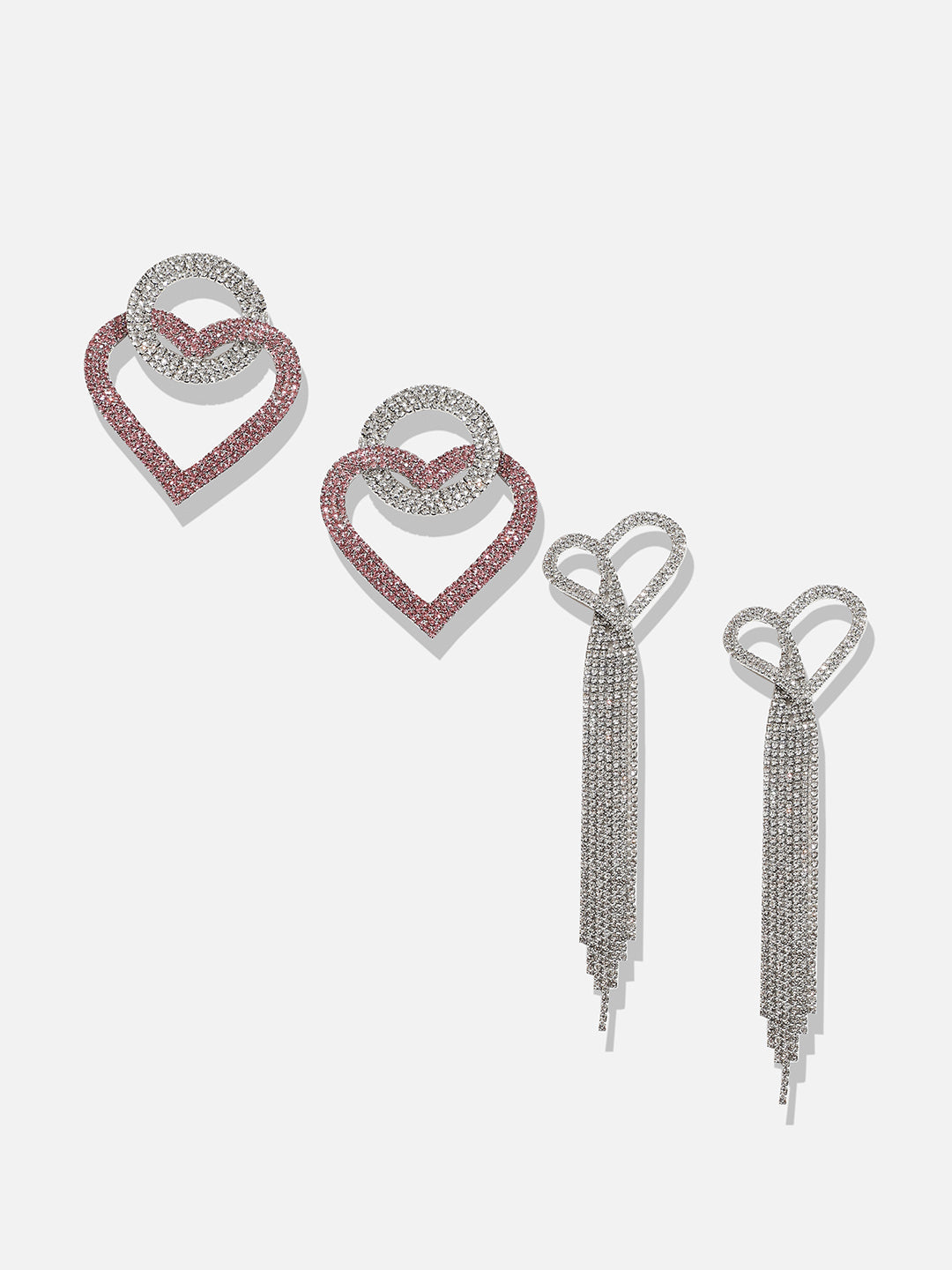 Pack of 2 Silver-Plated Contemporary Drop Earrings