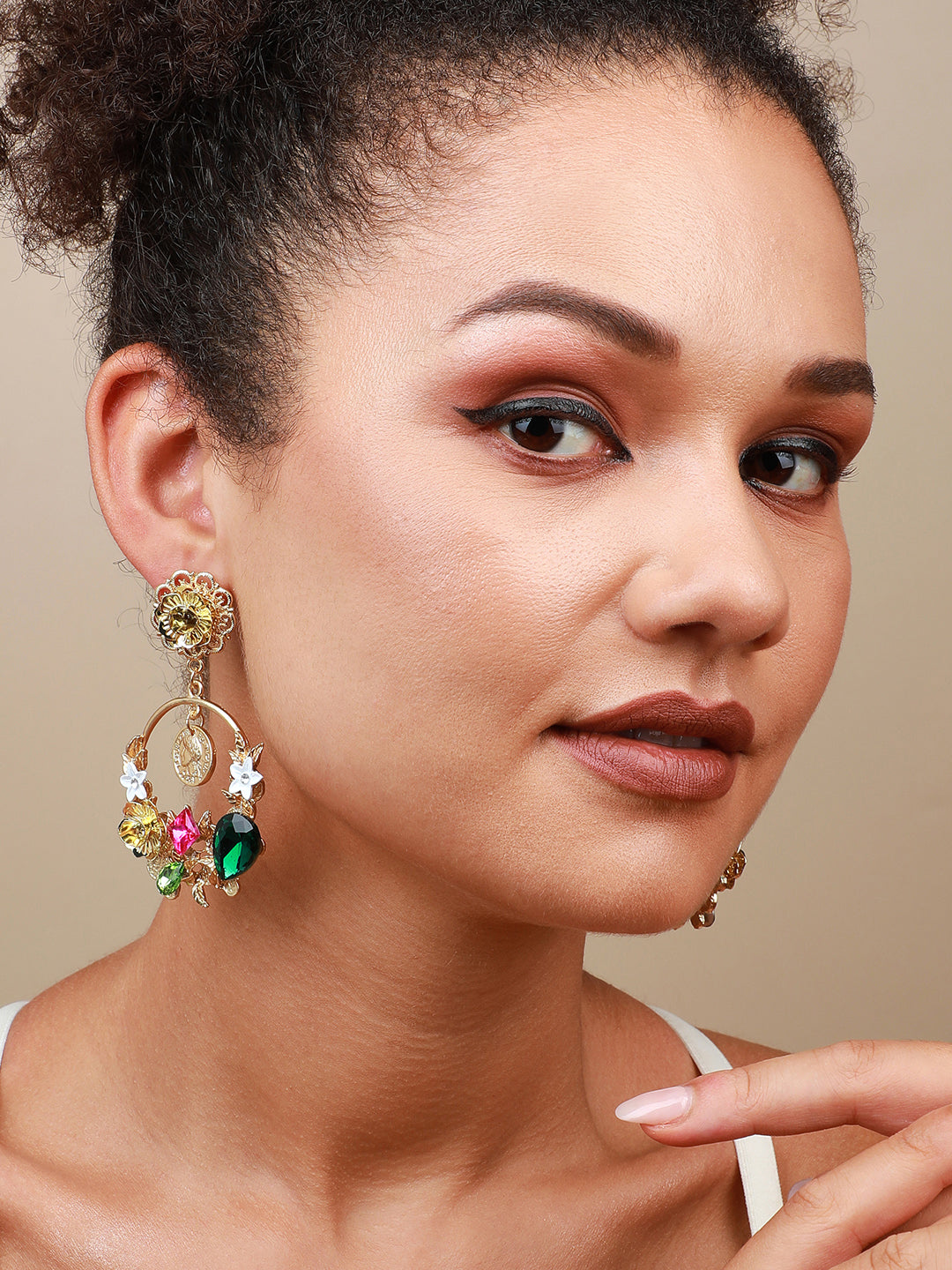 Pack Of 2 Gold-Plated Contemporary Drop Earrings