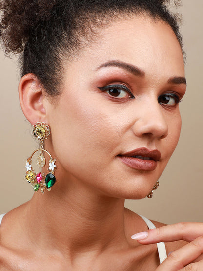 Pack Of 2 Gold-Plated Contemporary Drop Earrings