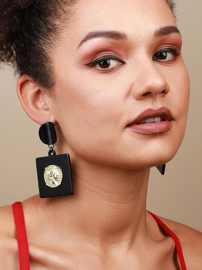 Set Of 2 Contemporary Stone Studded Drop Earrings