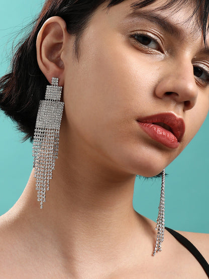 Pack Of 2 Silver-Plated Contemporary Drop Earrings