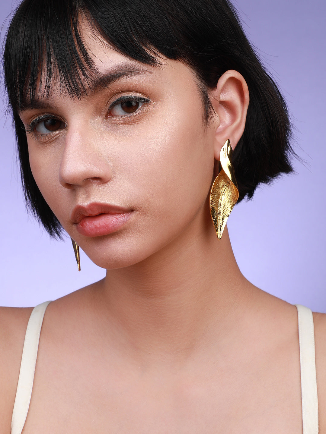 Fancy Flourish Set Of 2 Gold-Plated Contemporary Drop Earrings