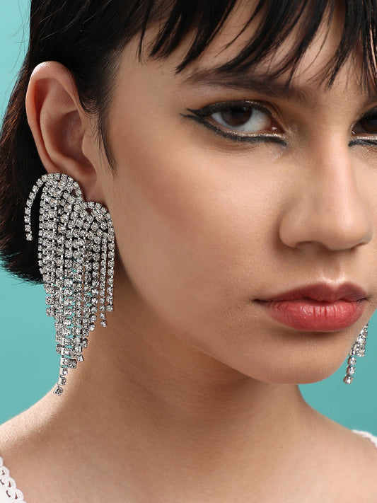 Regal Radiance Elegant Set Of 2 Silver-Plated Contemporary Drop Earrings