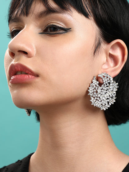 Regal Radiance Elegant Set Of 2 Silver-Plated Contemporary Drop Earrings