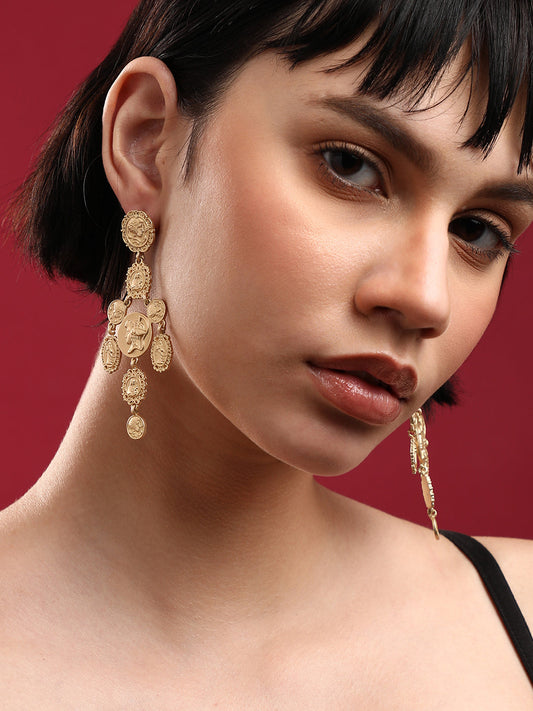 Trendy Treasures Couture Set Of 2 Gold-Plated Contemporary Drop Earrings