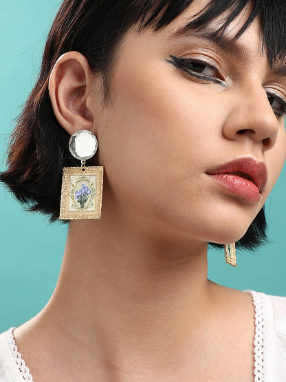 Trendy Treasures Couture Set Of 2 Gold-Plated Contemporary Drop Earrings
