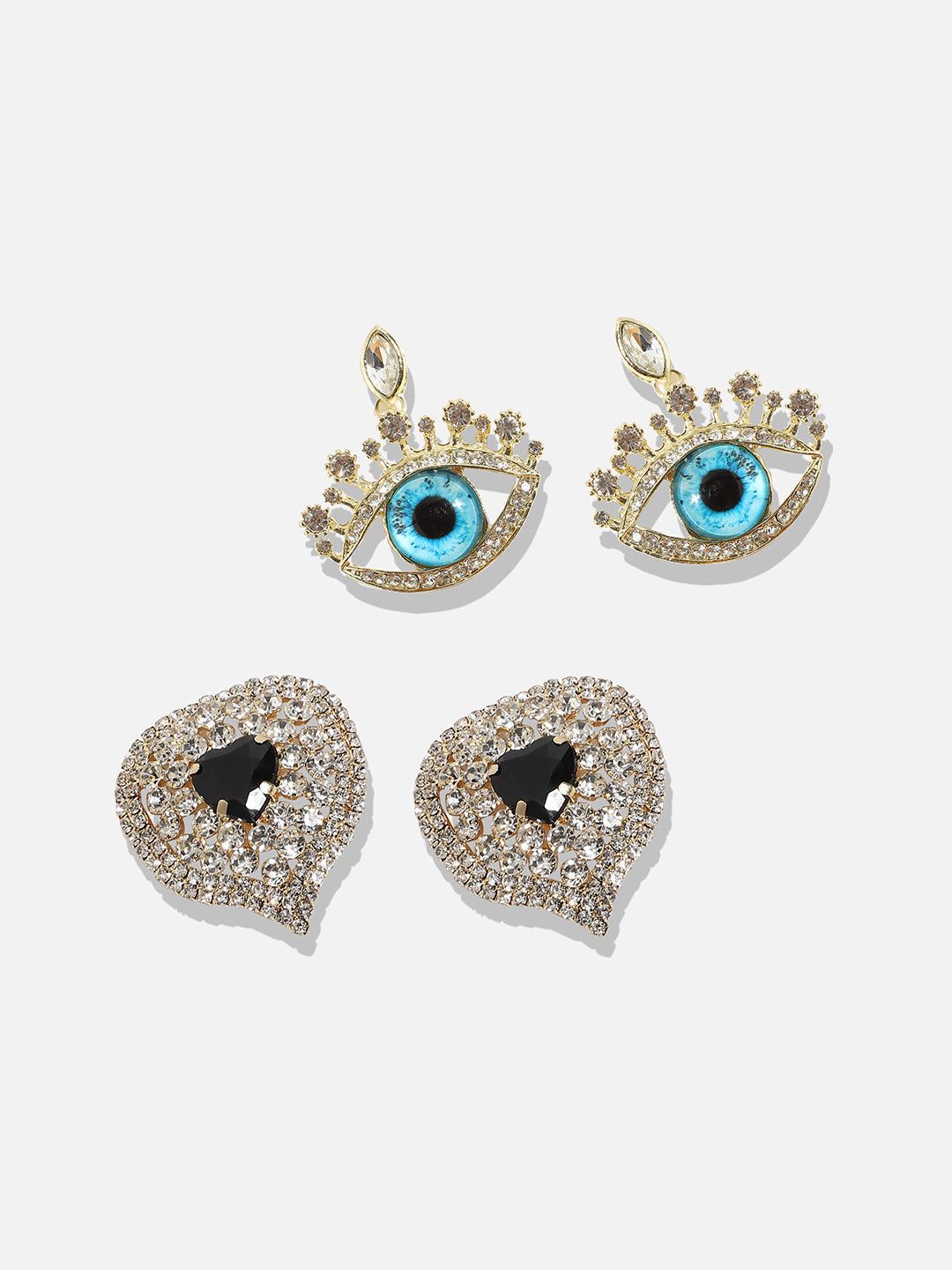 Set Of 2 Silver-Plated Contemporary Studs Earrings